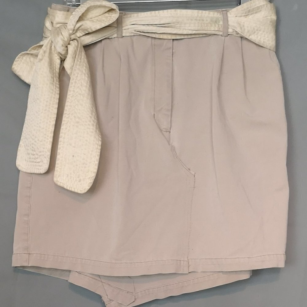 Neo-Vintage Eco-Luxe vir-go' Deconstructed Cotton Patchwork BEIGE Chinos Skirt